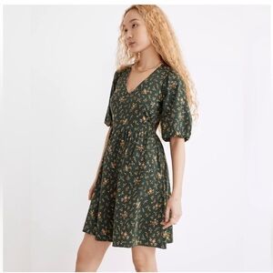 Madewell Women’s Poplin Floral Print Puff Sleeve Dress, Size 4